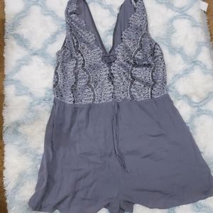 Lace up front romper